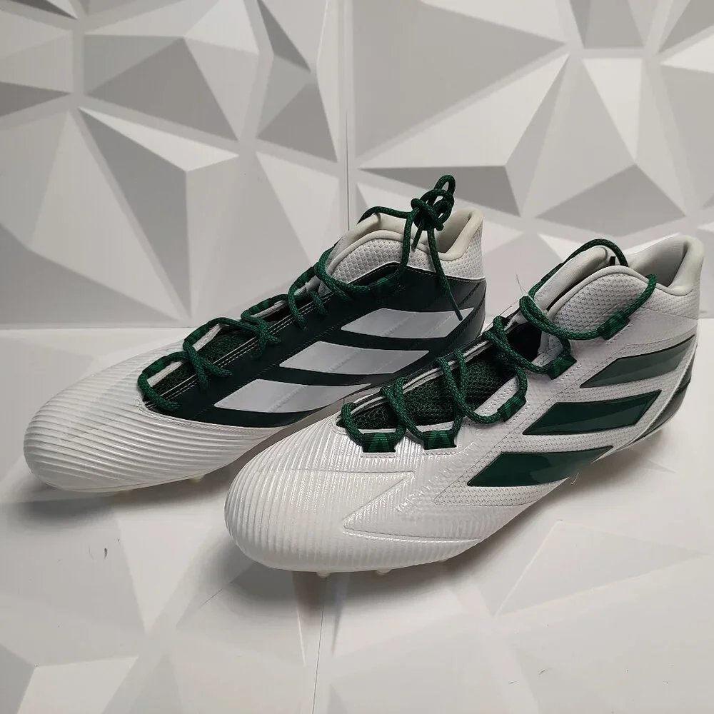 Adidas Mens Football Cleats 16 White Green Shoe Lacrosse Freak Carbon Mid - Picture 9 of 14